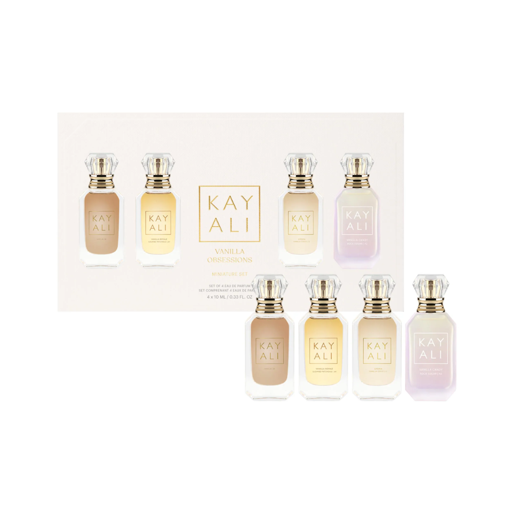 KayAli Vanilla Obsessions Miniature set 4 x 10ml [ Vanilla 28, Vanilla Royale Sugared Patchouli, Utopia Vanilla Coco, Vanilla Candy Rock Sugar]